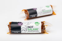 Not Salami — vegan salami-style roll with pepper by Let Them Eat Vegan, front of pack