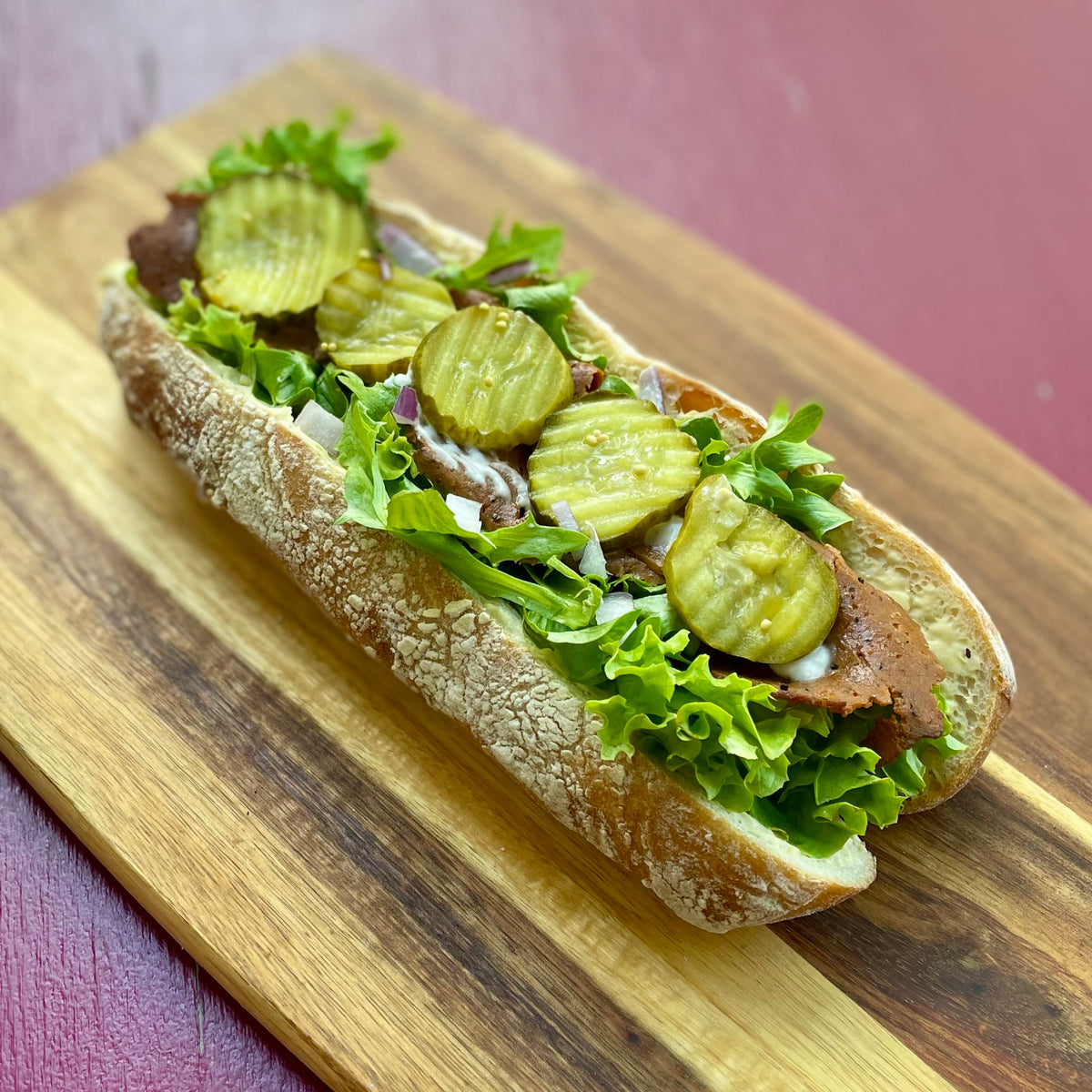 Not Salami and Cheddar Baguette