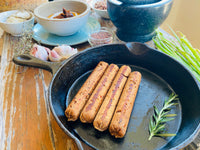 Not Chorizo — vegan chorizo-style sausages with orange zest, additional shot
