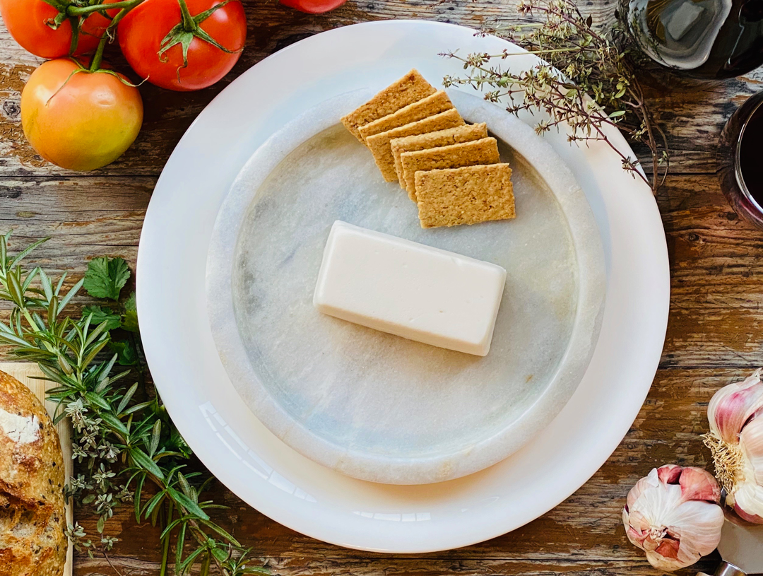 Mozzarella — vegan mozzarella-style cheese, serving suggestion